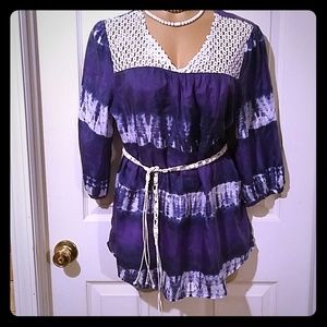 Shirt tie dyed purple 100% silk